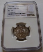 1 zł złoty 1990 r. NGC Ms 65 