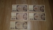 Zestaw 5 banknotów 500zł 1948r. Seria BB/BD/BR/BF/AZ