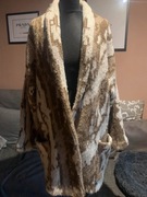 ZARA długi sweter kardigan z wełną wdzianko narzutka tunika oversize wzory