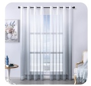 Firanki z Woalu z Gradientem Wygląd Lnu szaro-białe 240 x 140 cm