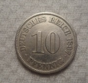 Niemcy Cesarstwo Wilhelm II 10 pfennig fenigów 1897 A Berlin Prusy KM# 12