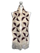 Szal Vintage boho ze skóry naturalnej patchwork
