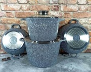 zestaw DUŻYCH garnków(2x wok + 2xduże garnki) KB-3946-czarne/ KB-4046-szare