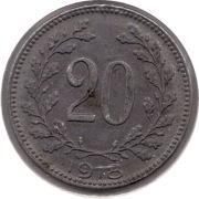AUSTRIA 20 halerzy 1918, KM# 2826, VF