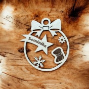 Drewniana bombka ze sklejki z imieniem boże narodzenie choinka