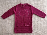 Różowa fioletowa sweterkowa haftowana sukienka Hello Kitty M&S 80 - 86