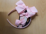 różowa opaska i spinki dla dziewczynki kokardka różowa