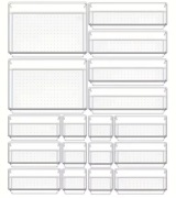 Zestaw organizerów do szuflad 4 rozmiary przezroczyste 18 elementów