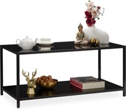 Relaxdays Szklany stolik kawowy, metalowa rama 45 x 100 x 50 cm, czarny