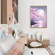 5D DIY Haft diamentowy Wiśnie, księżyc, woda