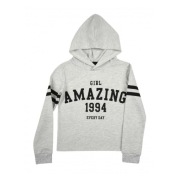 Cienka bluza z kapturem z napisem AMAZING szara rozm. 140