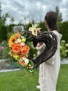 Wianek, faszyna, serce, jesień, kwiaty sztuczne 