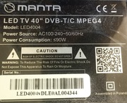 MANTA LED 40 DVB-T/C MPEG4 ODBIORNIK IR -RE 3242R010 
