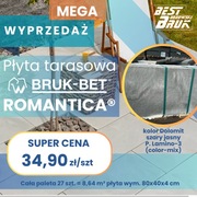 Płyta tarasowa Bruk-Bet ROMANTICA kolor Dolomit szary jasny 