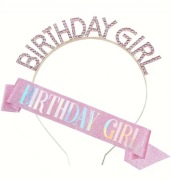 Szarfa opaska na urodziny urodzinowy zestaw Birthday Girl 18 tka różowa