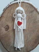 Anioł aniołek zawieszka sznurek 17cm serce czerwon