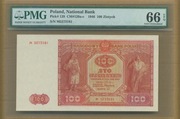 100 złotych z 1946r. Ser.M  Grading PMG 66 EPQ (GEM Uncirculated). ŚLICZNY.