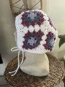Kolorowa szydełkowa czapka bonetka kapturek handmade crochet rękodzieło