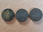Polska, 3x 5 groszy 1923 , 1928 , 1939 II RP stan
