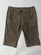 Made In Italy Spodnie w kratkę Rybaczki Do kozaków Brązowe Basic Emo 36