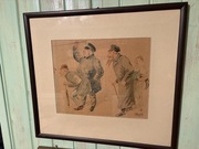 Arkadiusz Mucharski – oryginalna akwarela satyryczny, sygnowany, oprawiony