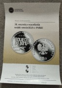 Folder -Ogloszenie do srebrnej monety 10 zł 30 r wycofania wojsk sowieckich