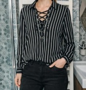 Nowa piękna koszula czarna w paski H&M 36