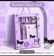 Kuromi zestaw szkolny prezentowy linijka ołówek temperówka gumka 