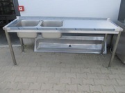 Stół Zlew Gastronomiczny 2 Komorowy Z Blatem Roboczym 200/60/85 NOWY