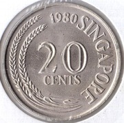 SINGAPUR 20 centów 1980, KM# 4, UNC