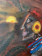 Obraz akryl na płótnie 70x50 Postać i zachód 