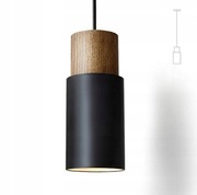 Lampa wisząca 1 punktowa czarna drewno E27 40W regulowana loft