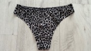 Nowe panterkowe stringi majtki szare czarne S 36