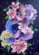 Obraz kwiaty ptaki 50x70 oryginał