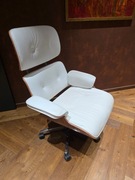 Fotel lucera biała skóra. Brazylijski palisander