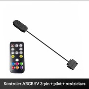Kontroler ARGB RGB 5V 3-pin + pilot + rozdzielacz - czarny