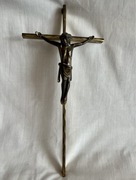 Zabytkowy Mosiężny Krzyżyk Chrystus z Brązu antyk