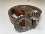 Stary skórzany pas zuchowy ZHP PRL – klamra CZUJ – Kolekcjonerski