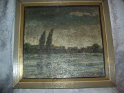 OBRAZ OLEJNY NA DESCE - TOPOLE - 1974