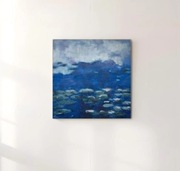 Obraz Olejny Lilie Wodne Nenufary 50x50 Płótno