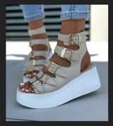 Śliczne Beżowe sandały damskie SKÓRA! ! Oleksy R38