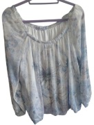 Markowa bluzka mgiełka r XL plus size biało niebieska 42