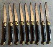 Noże Laguiole do steków 9 szt Francja Czarne Jean Dubost