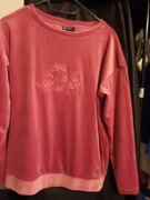 ELEGANCKA DAMSKA BLUZA WELUROWA MORAJ Z HAFTEM BEZ KAPTURA RÓŻOWA M