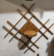 Duży drewniany kwietnik ścienny PRL vintage