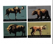 Etykiety zapałczane - Ryś, niedźwieć, łoś, żubr 6,5x11cm