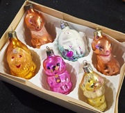 Bombki prl szklane dzwonki 6 szt  kształtki ozdoby choinkowe vintage