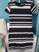 moda damska sukienka biało  -czarna