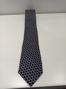 Jedwabny krawat Lambert – granatowy wzór geometryczny