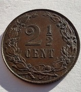 HOLANDIA 2 1/2 Cent 1906 okołoMENNICZA
